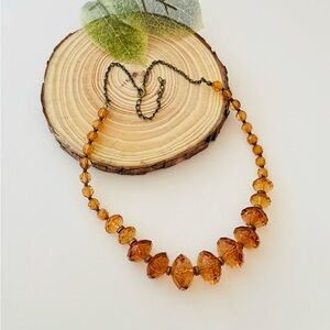 Chunky Amber Acrylic Beaded Necklace Fall Jewelry Faceted Beads